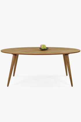 Ovaler Esstisch Eiche Fischgrät 190x95 cm natur